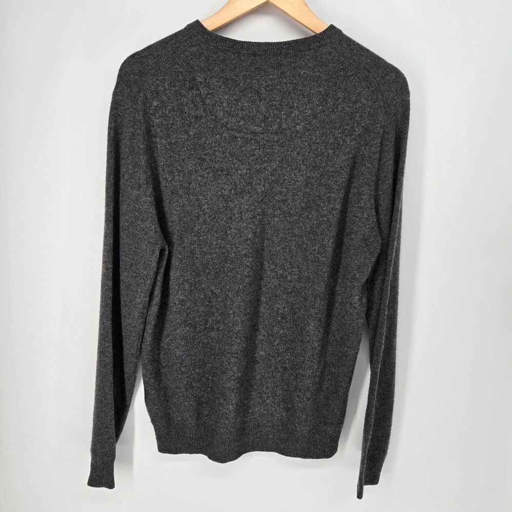 Nordstrom Sweater Mens Medium Gray 100% Cashmere V-Neck Pullover Luxury Knitwear